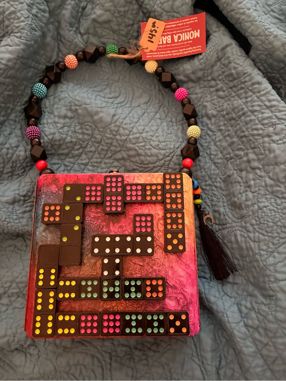 Handcrafted Domino Cigar Box Purse St Pete Artist Beaded Wearable Art